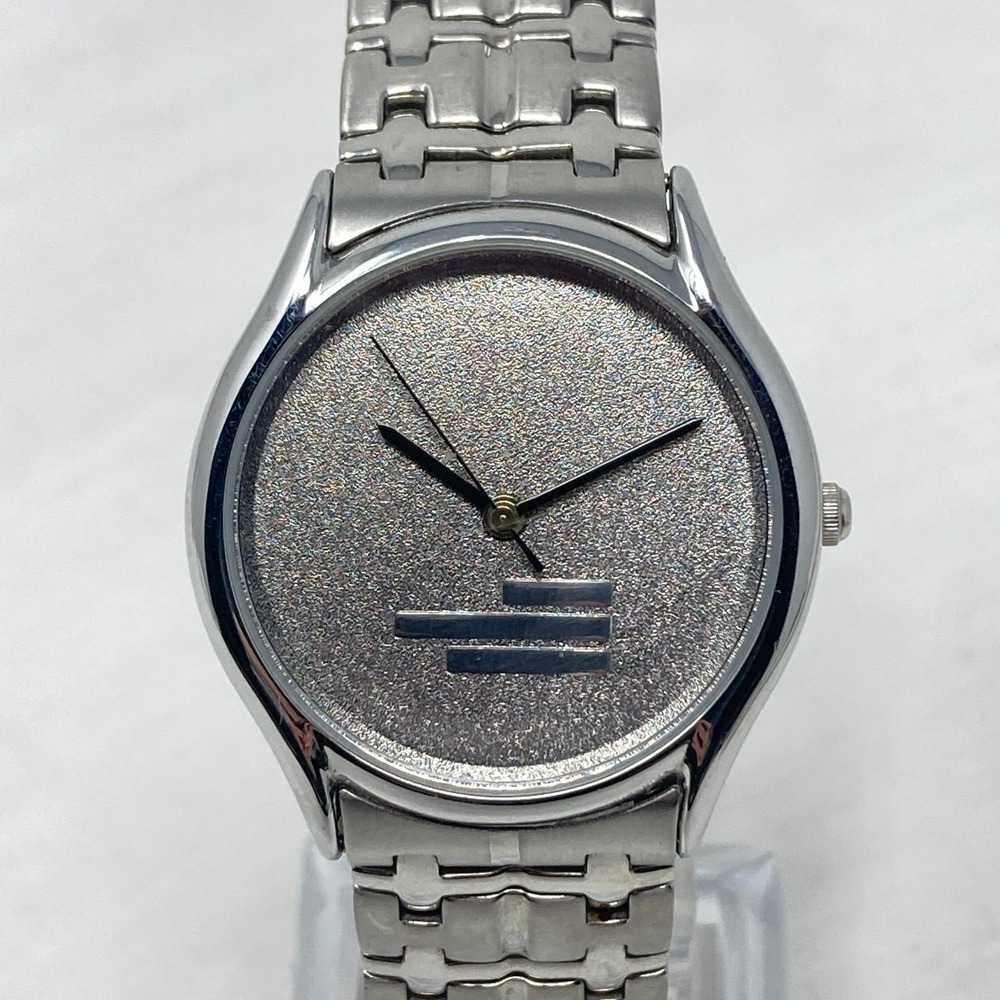 Vintage Montreux Watch Men Silver Tone 34mm Brushed Minimal New Battery 7.25"